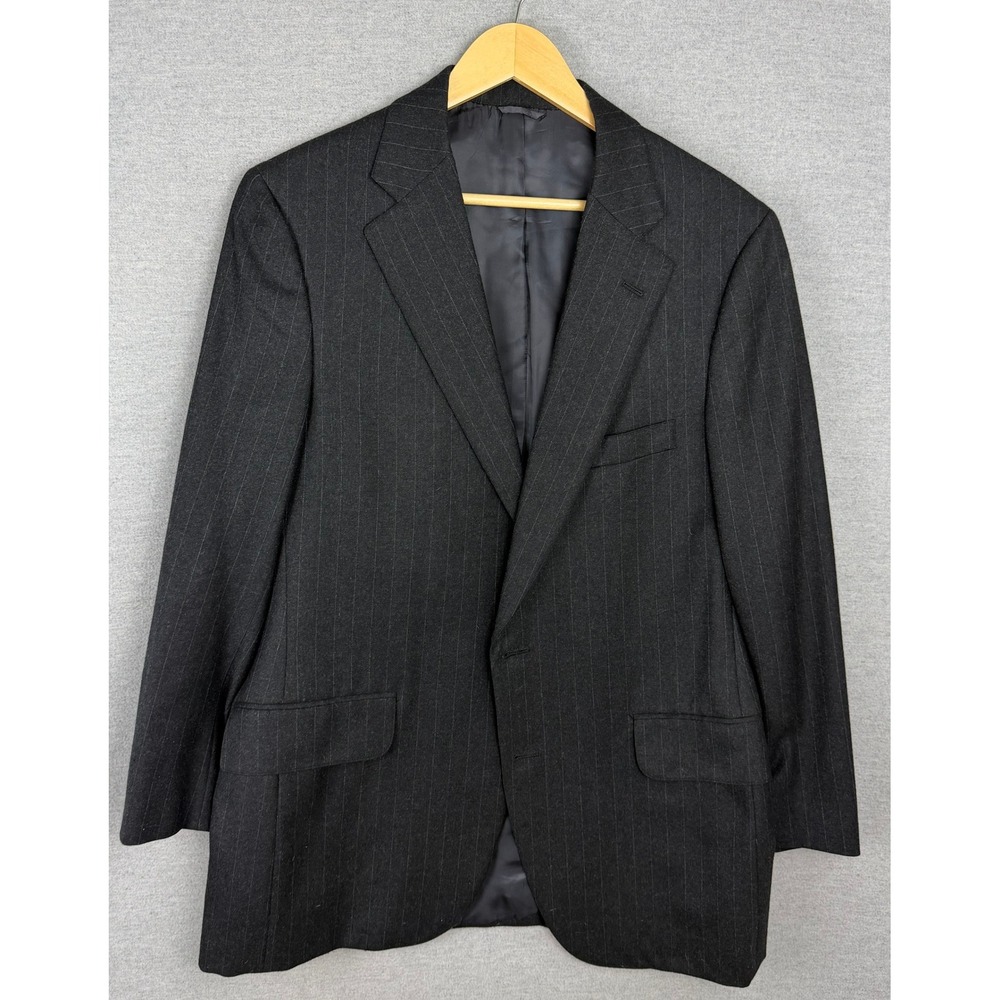 Vintage‎ Bespoke Mens Charcoal Gray Pinstripe Blazer Jacket 42R 1960s Wallstreet